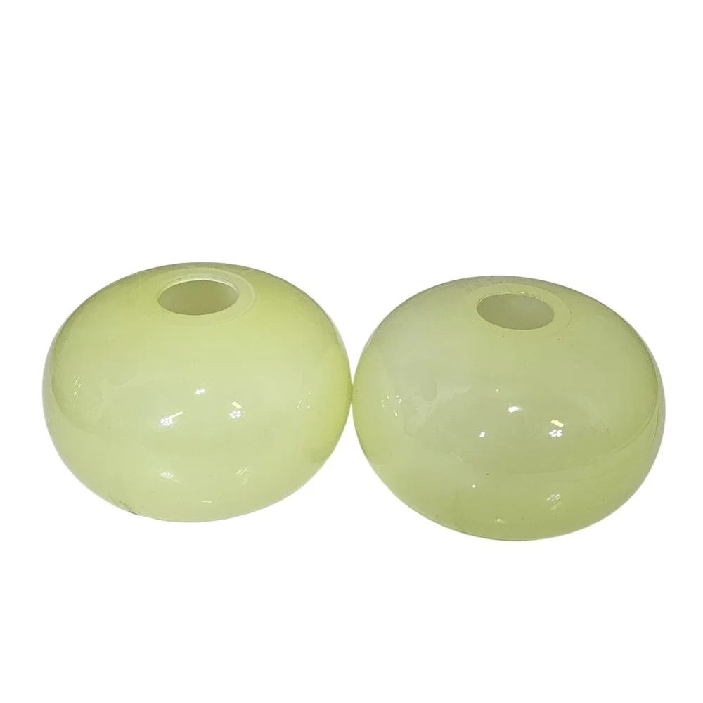 Pair of Ikea Barbro‎ Wesslander Pia Amsell Round Greenish Yellow Vase Hand Blown